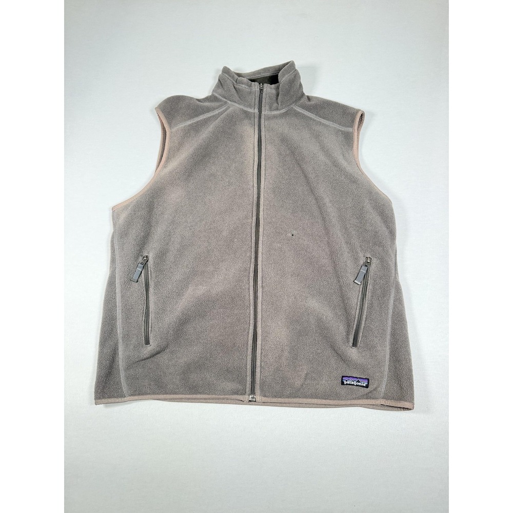 Patagonia Vest Mens XL Gray Synchilla Fleece Full Zip Pockets Outdoor Hiking